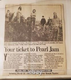 Pearl Jam-Tickets Contest PosterRARE1994 Detroit Free Press-Stub-News Clipping