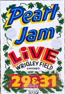 Pearl Jam Very Rare Autograph Concert Poster Chicago 2024 Wrigley Field #21/100