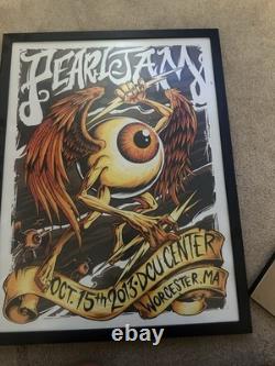 Pearl Jam Worcester 2013 Show Poster Framed Brandon Heart