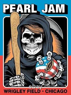 Pearl Jam Wrigley Field 2016 AE Silver Variant UV Poster Signed #109/300
