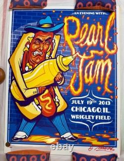 Pearl Jam Wrigley Field Chicago 2013 Poster Munk One AP/100 Signed Numbered