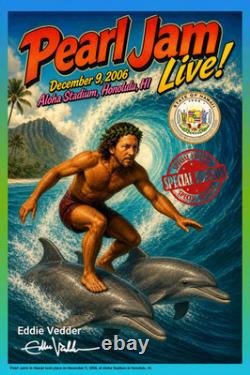 Pearl Jam super rear Hawaii, December 9, 2006, signature poster print