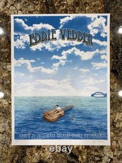 RARE Eddie Vedder March 20 2011 Poster Sydney Australia Signed & Doodled by Emek