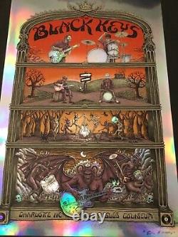 Rare Emek Black Keys Foil Poster Charlotte 2012 Sperry Pearl Jam Dave Matthews