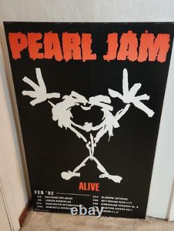 Rare Vintage Pearl Jam'Alive' poster from 1992 UK Tour- Dry-Mounted 33x22