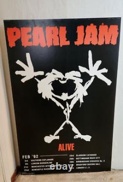 Rare Vintage Pearl Jam'Alive' poster from 1992 UK Tour- Dry-Mounted 33x22