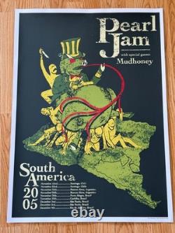 Real First Printing Rare Poster from Pearl Jam South America 2005 Tour Vintage