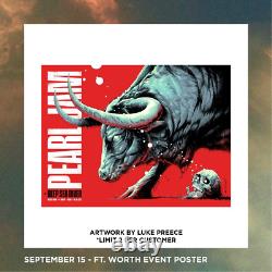 Red Pearl Jam Poster 9/15 Vedder Bull Fort Worth Poster Austin PJ Sticker Bonus