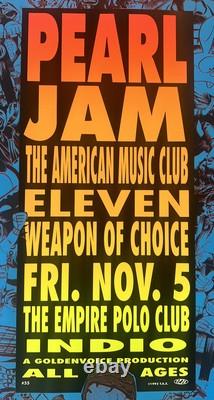 SIGNED TAZ 1993 PEARL JAM CONCERT POSTER LA Los Angeles Indio Empire Polo Club