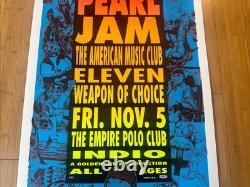 SIGNED TAZ 1993 PEARL JAM CONCERT POSTER LA Los Angeles Indio Empire Polo Club