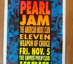SIGNED TAZ 1993 PEARL JAM CONCERT POSTER LA Los Angeles Indio Empire Polo Club