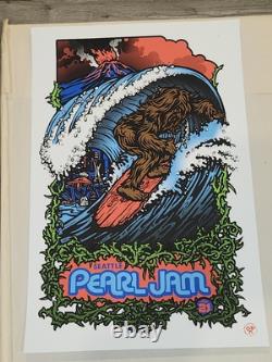 Seattle Surfing Sasquatch Pearl Jam Poster 2009. Great Condition