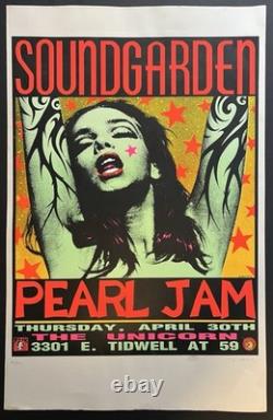 Soundgarden Pearl Jam Houston 1992 Frank Kozik 1st ed Green Lady poster unicorn