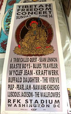 TAZ 1998 Tibetan Freedom Concert Signed 298/400 Silkscrn Pearl Jam, Beatie Boys