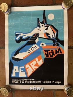 Vintage 2000 Pearl Jam & Sonic Youth FLA Concerts Original Silk Screen Poster
